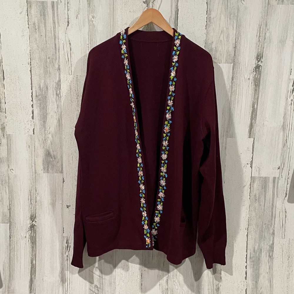 Hand sewn Embroidered Cardigan Sweater